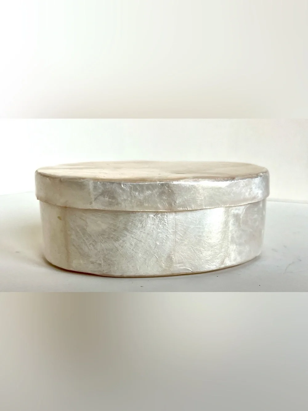 White Pearlized Capiz Shell Oval Jewelry Box - Elegant Jewelry Organizer